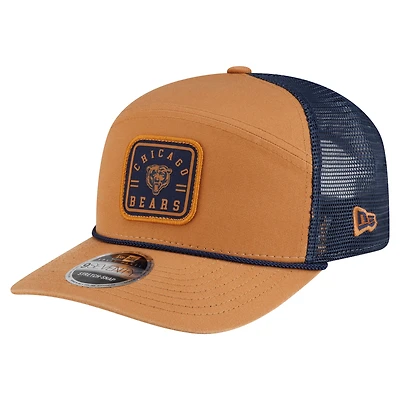 Men's New Era  Brown/Navy Chicago Bears Team Patch Split Panel 9SEVENTY Adjustable Trucker Hat
