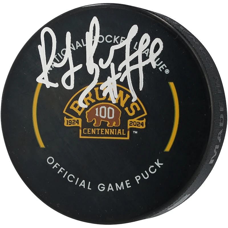 Ray Bourque Boston Bruins Autographed 100th Anniversary Season Official Game Puck