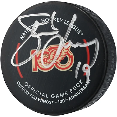 Steve Yzerman Detroit Red Wings Autographed 100th Anniversary Season Official Game Puck