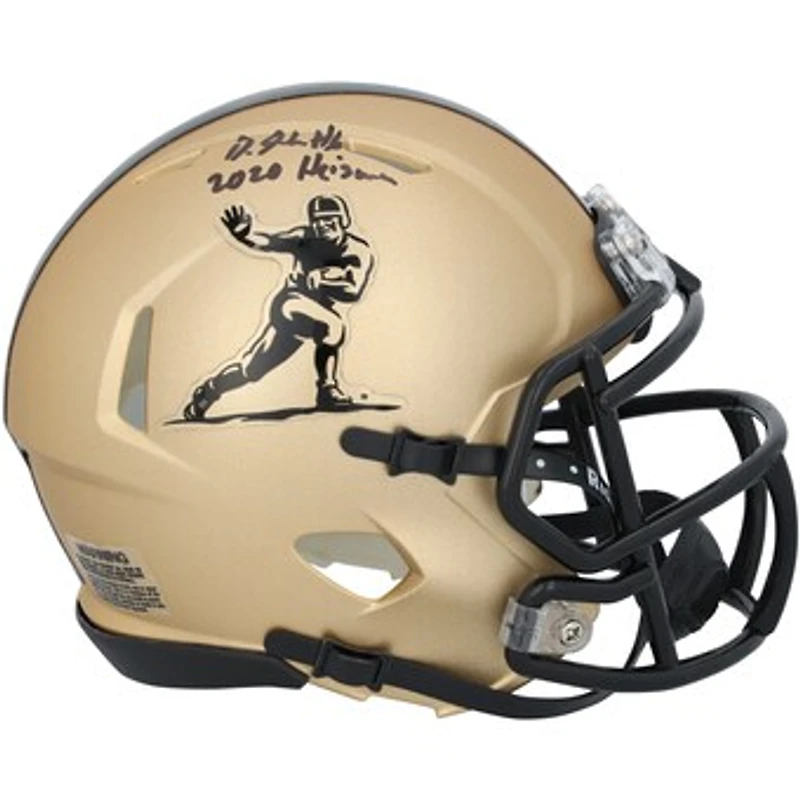 DeVonta Smith Alabama Crimson Tide Autographed Riddell Gold Heisman Speed Mini Helmet with "2020 Heisman" Inscription