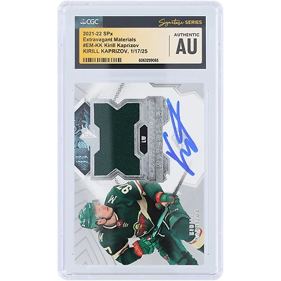 Kirill Kaprizov Minnesota Wild Autographed 2021-22 Upper Deck SPx Extravagant Materials Relic #EM-KK CGC Authenticated Card