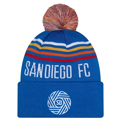 Youth New Era  Royal San Diego FC Jersey Hook Cuffed Knit Hat with Pom