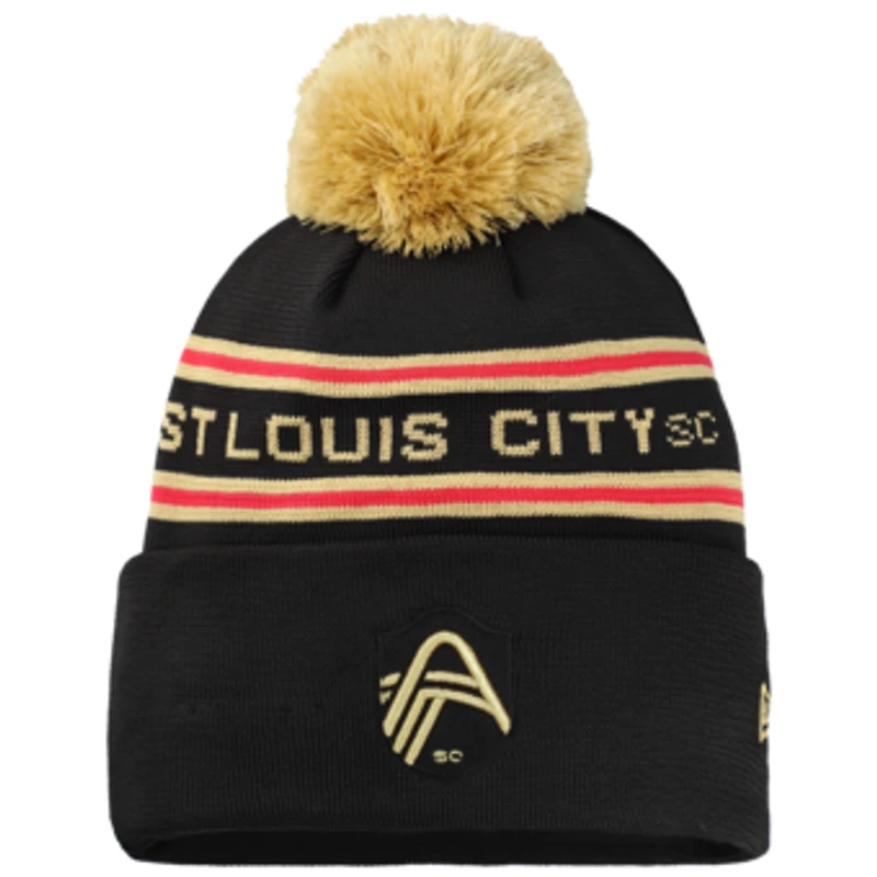 Youth New Era  Black St. Louis CITY SC Jersey Hook Cuffed Knit Hat with Pom