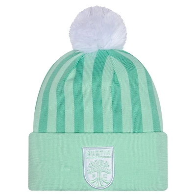 Youth New Era  Mint Austin FC Jersey Hook Cuffed Knit Hat with Pom