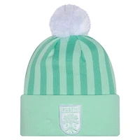 Youth New Era  Mint Austin FC Jersey Hook Cuffed Knit Hat with Pom