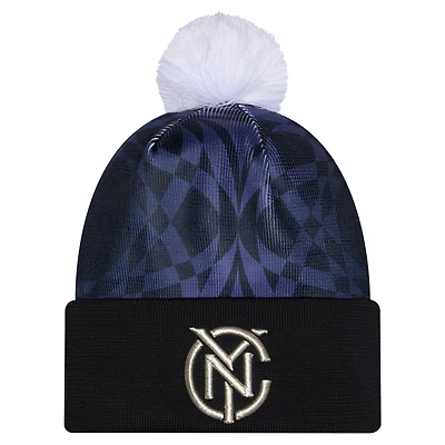 Men's New Era Black New York City FC 2026 Jersey Hook Cuffed Knit Hat with Pom