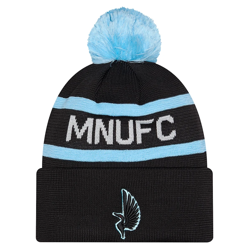 Men's New Era Black Minnesota United FC 2026 Jersey Hook Cuffed Knit Hat with Pom