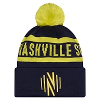 Men's New Era Navy Nashville SC 2026 Jersey Hook Cuffed Knit Hat with Pom