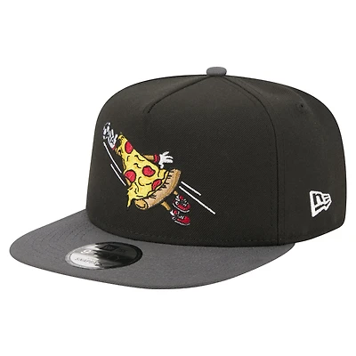 Men's New Era Black Pizza Penalty Kick 9FIFTY A-Frame Snapback Hat