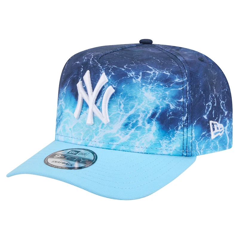 Men's New Era Light Blue New York Yankees Deep Water Pre-Curved 9FIFTY A-Frame Snapback Hat
