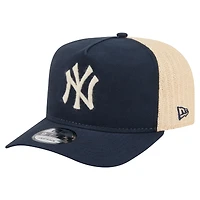 Men's New Era  Navy/Natural New York Yankees Grained 9FIFTY A-Frame Trucker Adjustable Hat