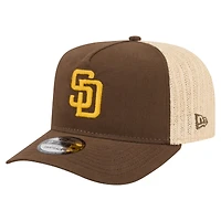 Men's New Era  Brown/Natural San Diego Padres Grained 9FIFTY A-Frame Trucker Adjustable Hat