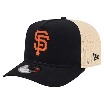 Men's New Era  Black/Natural San Francisco Giants Grained 9FIFTY A-Frame Trucker Adjustable Hat
