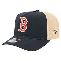 Men's New Era  Navy/Natural Boston Red Sox Grained 9FIFTY A-Frame Trucker Adjustable Hat