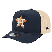Men's New Era  Navy/Natural Houston Astros Grained 9FIFTY A-Frame Trucker Adjustable Hat