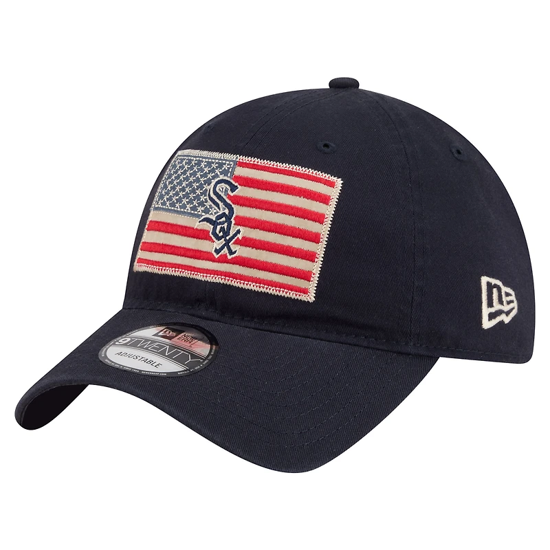 Men's New Era Navy Chicago White Sox Americana Flag 9TWENTY Adjustable Hat