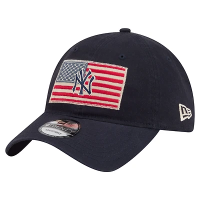 Men's New Era Navy New York Yankees Americana Flag 9TWENTY Adjustable Hat