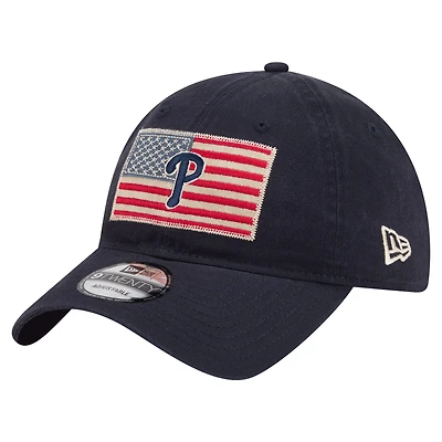 Men's New Era Navy Philadelphia Phillies Americana Flag 9TWENTY Adjustable Hat