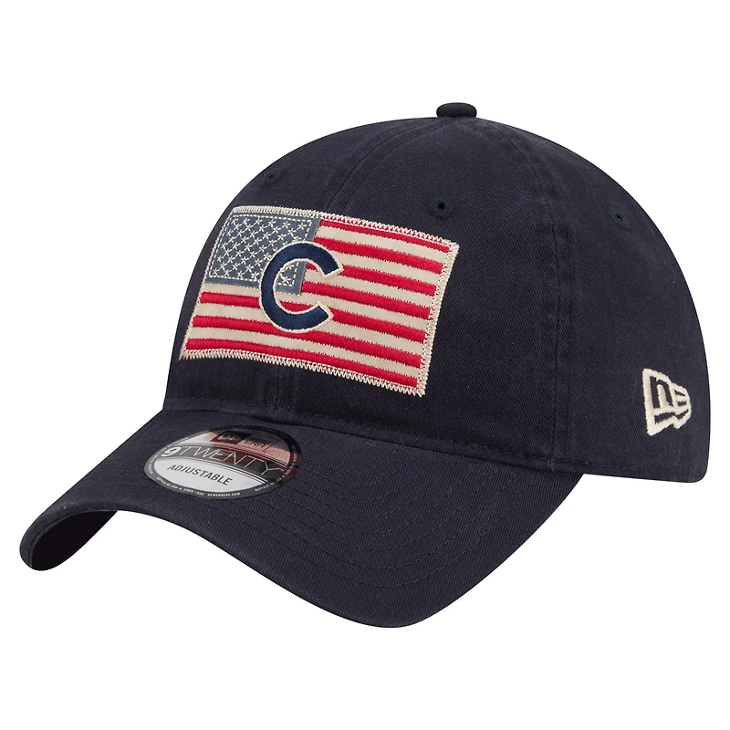 Men's New Era Navy Chicago Cubs Americana Flag 9TWENTY Adjustable Hat