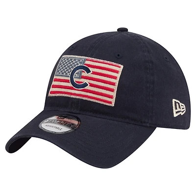 Men's New Era Navy Chicago Cubs Americana Flag 9TWENTY Adjustable Hat