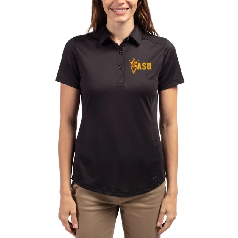 Women's Cutter & Buck Arizona State Sun Devils Prospect Eco Textured Stretch Recycled Polo