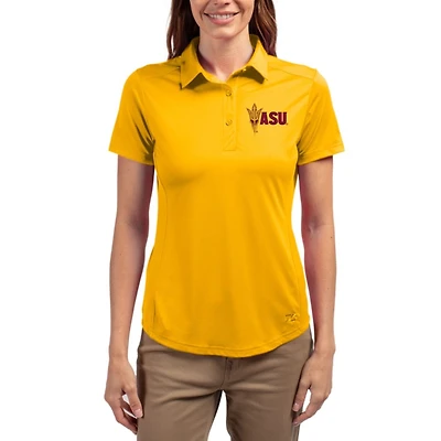 Women's Cutter & Buck Gold Arizona State Sun Devils Prospect Eco Textured Stretch Recycled Polo
