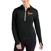 Women's Cutter & Buck Black Arizona State Sun Devils Daybreak Eco Recycled Half-Zip Hoodie