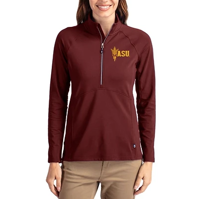 Women's Cutter & Buck Maroon Arizona State Sun Devils Adapt Eco Knit Stretch Recycled Half-Zip Top