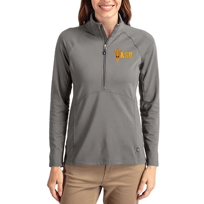 Women's Cutter & Buck Arizona State Sun Devils Adapt Eco Knit Stretch Recycled Half-Zip Top