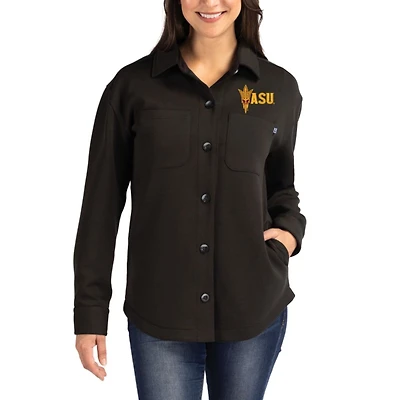 Women's Cutter & Buck Black Arizona State Sun Devils Roam Eco Recycled Button-Up Shirt Jacket