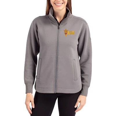 Women's Cutter & Buck Gray Arizona State Sun Devils Roam Eco Recycled Full-Zip Jacket