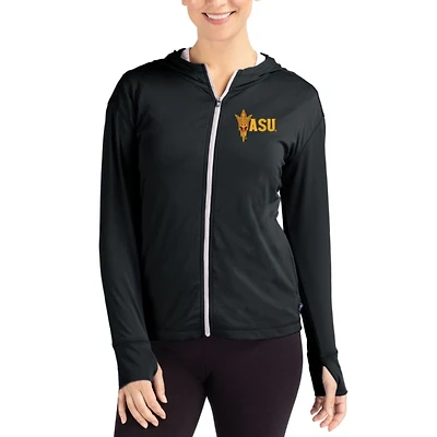 Women's Cutter & Buck Black Arizona State Sun Devils Daybreak Eco Recycled Full-Zip Hoodie