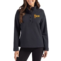 Women's Cutter & Buck Arizona State Sun Devils Hunts Point Eco Textured Fleece Recycled Quarter-Snap Top