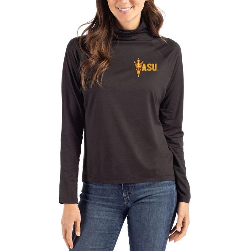 Women's Cutter & Buck Arizona State Sun Devils Coastline Epic Comfort Eco Recycled Raglan Funnel-Neck Top