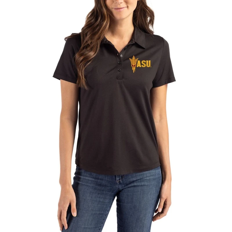 Women's Cutter & Buck Black Arizona State Sun Devils Coastline Epic Comfort Eco Recycled Polo
