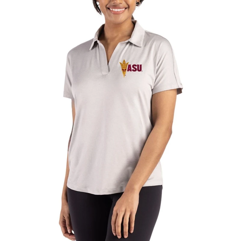 Women's Cutter & Buck Gray Arizona State Sun Devils Coastline Epic Comfort Recycled Dolman Polo