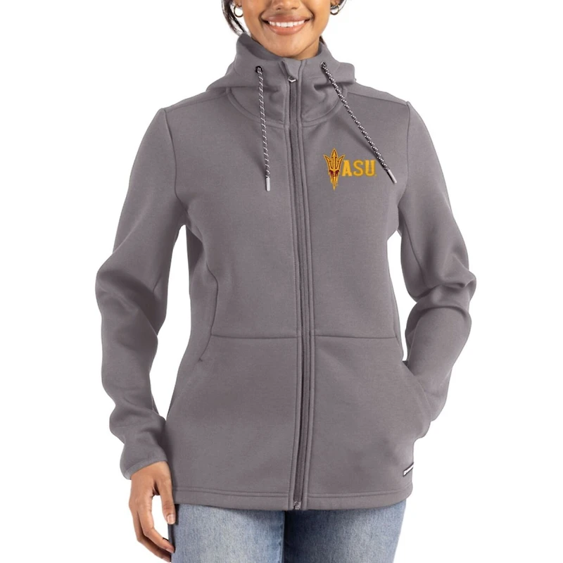 Women's Cutter & Buck Gray Arizona State Sun Devils Roam Eco Recycled Full-Zip Jacket