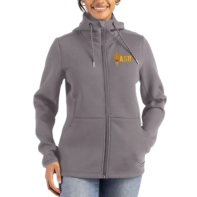 Women's Cutter & Buck Gray Arizona State Sun Devils Roam Eco Recycled Full-Zip Jacket