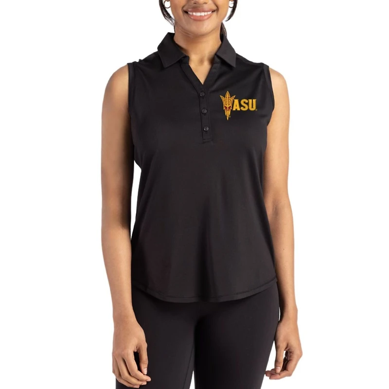 Women's Cutter & Buck Arizona State Sun Devils Forge Eco Stretch Recycled Sleeveless Polo