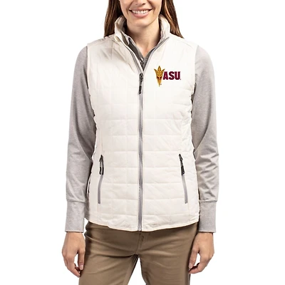 Women's Cutter & Buck Oatmeal Arizona State Sun Devils Rainier PrimaLoft® Eco Insulated Full-Zip Puffer Vest