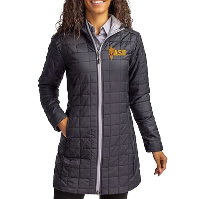 Women's Cutter & Buck Black Arizona State Sun Devils Rainier PrimaLoft® Eco Insulated Hooded Full-Zip Long Coat