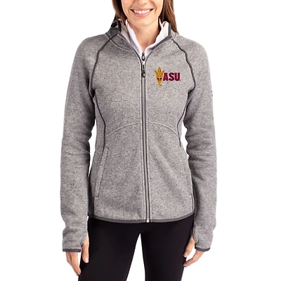 Women's Cutter & Buck Heather Gray Arizona State Sun Devils Mainsail Full-Zip Hooded Jacket