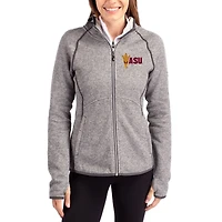 Women's Cutter & Buck Heather Gray Arizona State Sun Devils Mainsail Full-Zip Hooded Jacket
