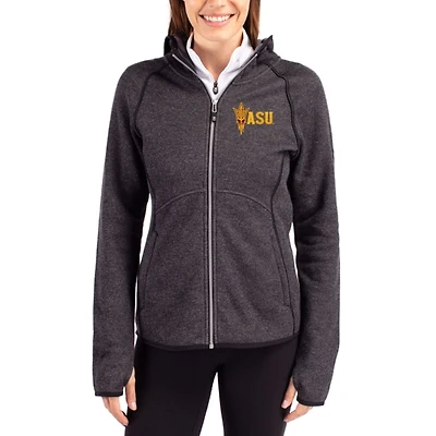 Women's Cutter & Buck Charcoal Arizona State Sun Devils Mainsail Full-Zip Hooded Jacket