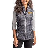 Women's Cutter & Buck Black Arizona State Sun Devils Rainier PrimaLoft Eco Insulated Full-Zip Printed Puffer Vest