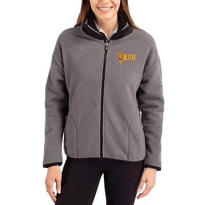 Women's Cutter & Buck Gray Arizona State Sun Devils Cascade Eco Fleece Full-Zip Jacket