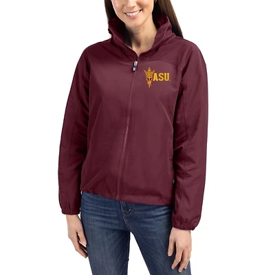Women's Cutter & Buck Maroon Arizona State Sun Devils Charter Eco Recycled Full-Zip Jacket