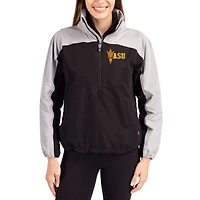 Women's Cutter & Buck Black Arizona State Sun Devils Charter Eco Recycled Half-Zip Anorak Jacket