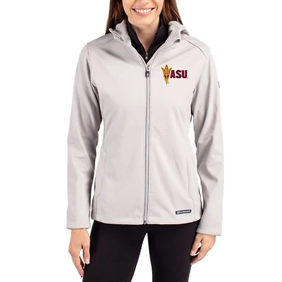 Women's Cutter & Buck Gray Arizona State Sun Devils Evoke Softshell Recycled Full-Zip Jacket