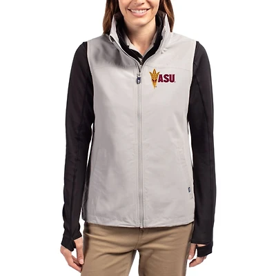 Women's Cutter & Buck Gray Arizona State Sun Devils Charter Eco Recycled Full-Zip Vest
